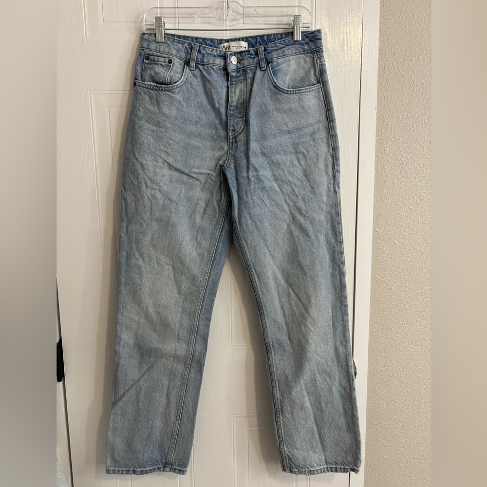 Zara Pale Blue Straight Jeans - Picture 1 of 3